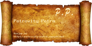 Petrovity Petra névjegykártya